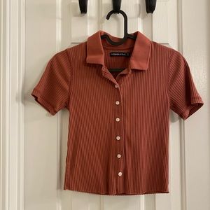 Abercrombie ribbed polo - brick color - XS